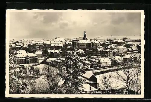 AK Dippoldiswalde i. Sa., Ortsansicht im Winter