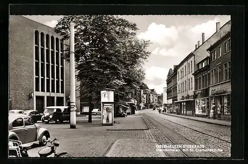 AK Oberhausen-Sterkrade, Steinbrinkstr. mit St. Clemenskirche