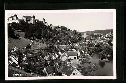 AK Harburg, Ortsansicht mit Festung