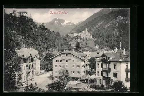 AK Sand-Taufers, Gasthaus zur Post und Post-Villa aus der Vogelschau
