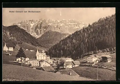 AK Wolkenstein, Ortsansicht mit Hotel Oswald