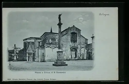 Mondschein-AK Bologna, Piazza e Chiesa di S. Domenico