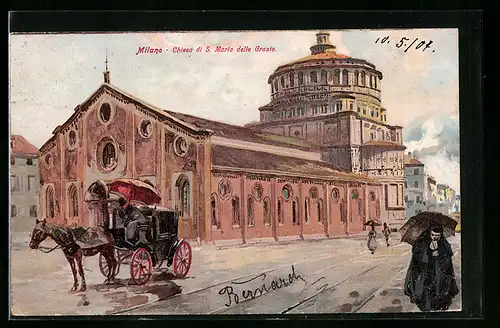 AK Milano, Chiesa di S. Maria delle Grazie, Pferdekutsche