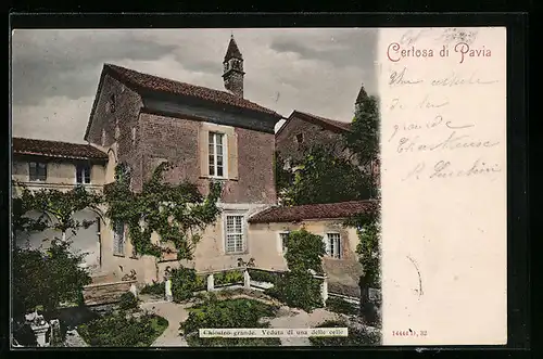 AK Certosa di Pavia, Chiostro grande, Veduta di una delle celle