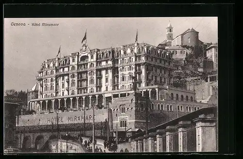 AK Genova, Blick zum Grand Hotel Miramare