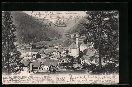 AK Gossensass, Teilansicht mit Kirche