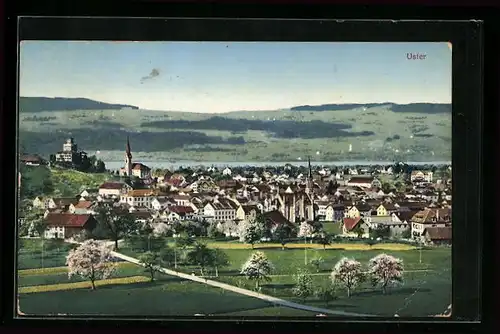 AK Uster, Ortsansicht aus der Vogelschau