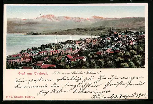 AK Thalweil, Ortsansicht aus der Vogelschau