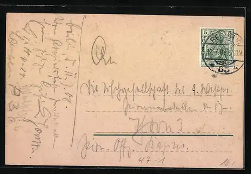 Künstler-AK Berlin, Abschiedsfest des Hörsaals JIa 1908 im Kaiser-Keller