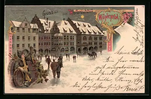 Winter-Lithographie München, Münchner Hofbräuhaus