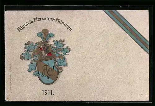 Präge-AK München, Absolvia Merkatura 1911, Studentenwappen
