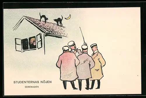 Künstler-AK Upsala, Studentikars Karneval 1910, Studenternas Nöjen Serenaden