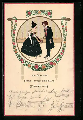 Lithographie Paar in Ballmode