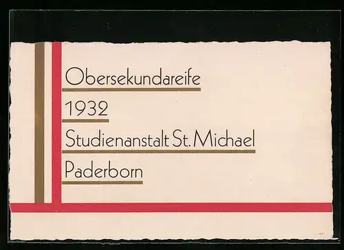 AK Paderborn, Obersekundarreife 1932 Studienanstalt St. Michael, studentische Szene