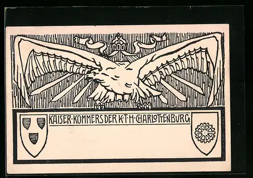AK Berlin-Charlottenburg, Kaiser-Kommers der KTH, Reichsadler, Wappen, studentische Szene