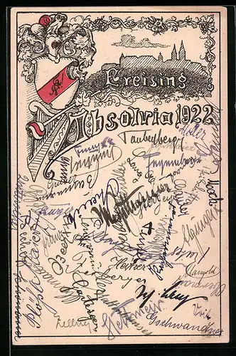 Künstler-AK Freising, Absolvia 1922, Wappen