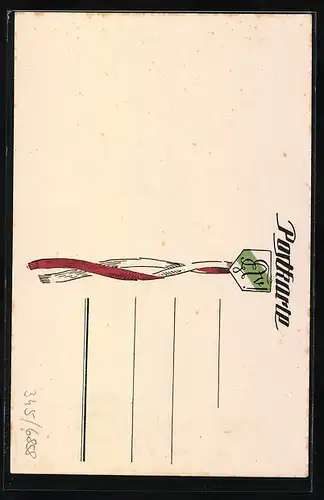Künstler-AK Rosenheim, Absolvia 1914, Wappen, Bücher