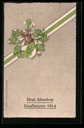 Künstler-AK Kaufbeuren, Real-Absolvia 1914, Wappen