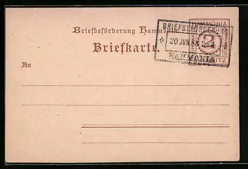 AK Chemnitz, Briefkarte der Hammonia Private Stadtpost