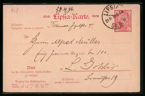 AK Leipzig, Karte der Lipsia Private Stadtpost