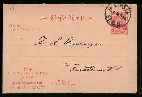 AK Leipzig, Lipsia-Karte, Private Stadtpost