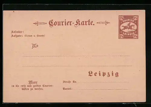 AK Leipzig, Courier-Karte, Private Stadtpost