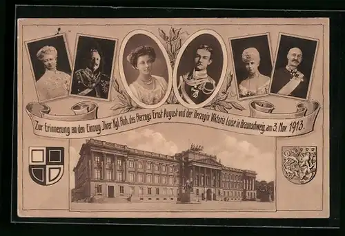 AK Ganzsache PP27C209 /02: Einzug des Herzogs Ernst August und der Herzogin Viktoria Luise in Braunschweig 3.11.1913
