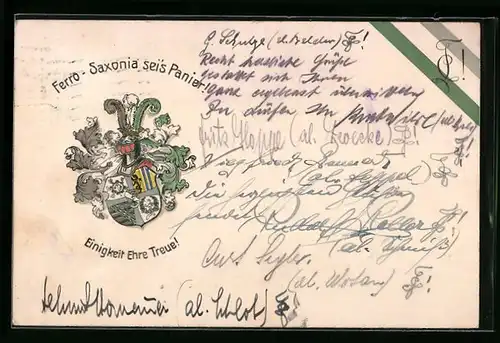 AK Leipzig, Studentenwappen der Ferro-Saxonia mit Motto Einigkeit Ehre Treue!