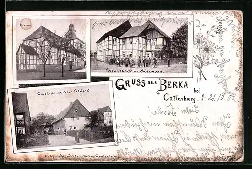 Passepartout-AK Berka bei Catlenburg, Gasthaus Bührmann, Haus des Gemeindevorstehers Gebhard