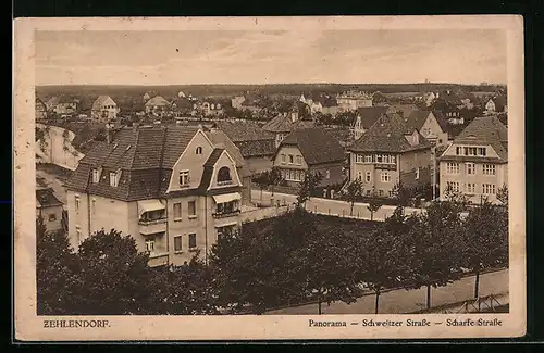 AK Zehlendorf, Panorama Schweitzer Strasse und Scharfe Strasse