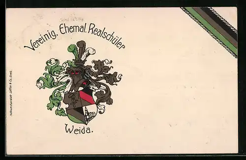 Künstler-AK Salzungen, Vereinig. Ehemal. Realschüler und Schülerinnen, Ritterhelm mit Wappen
