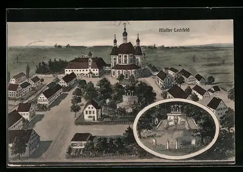 AK Kloster-Lechfeld, Kloster aus der Vogelschau