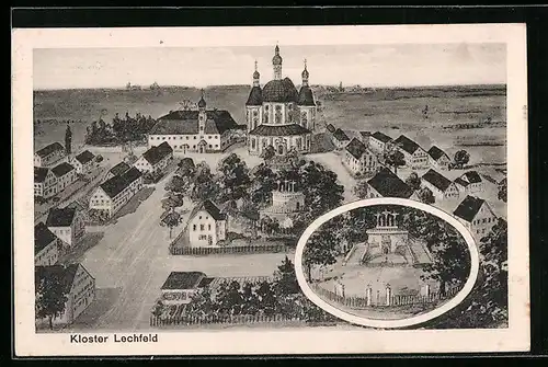 Künstler-AK sign. Hans Pernat: Lechfeld, Kloster Lechfeld, Calvarienberg