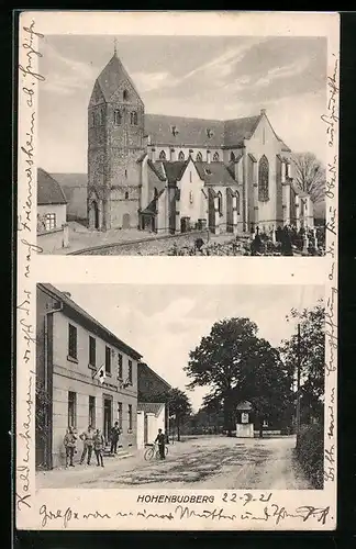 AK Hohenbudberg, Kirche, Strassenpartie