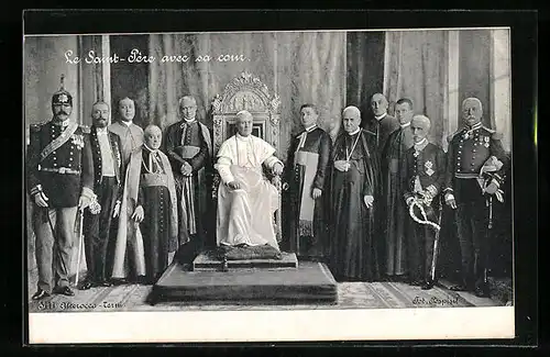 AK Le Saint-Pere avex sa cour, Papst Pius X.