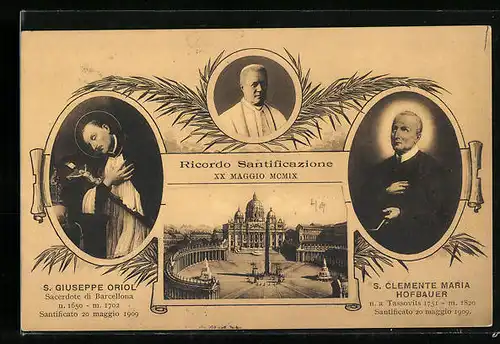 AK Roma, Heiligsprechung Giuseppe Oriols und Clemente Maria Hofbauers durch Papst Pius X., Petersdom
