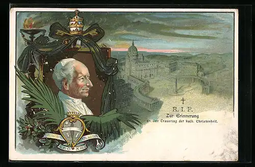 Lithographie Anlässlich des Todes von Papst Leo XIII. am 20. Juli 1903