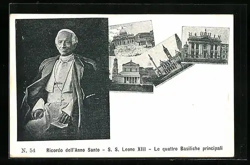 AK Papst Leo XIII., Ricordo dell`Anno Santo, Le quattro Basiliche principali