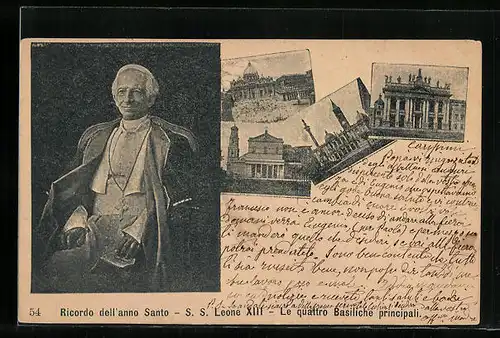 AK Papst Leo XIII., Ricordo dell` anno Santo, Le quattro Basiliche principali