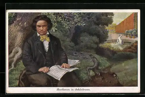 Künstler-AK Beethoven in Schönbrunn