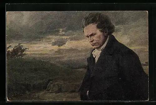 Künstler-AK Beethoven bei aufkommenden Unwetter