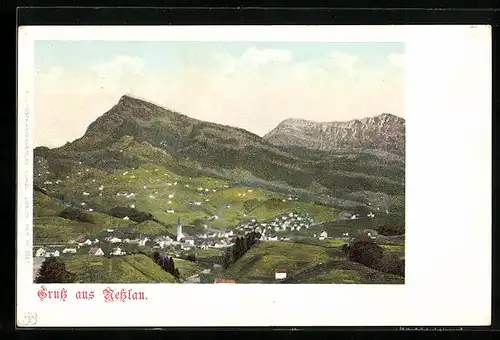 AK Nesslau, Ortsansicht mit Umland