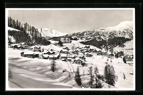 AK Tschiertschen, Ortsansicht im Winterkleid