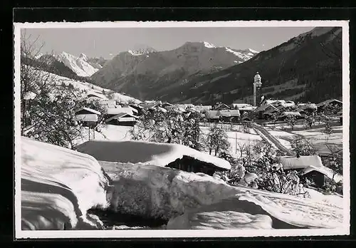 AK Saas, Ortsansicht im Winterkleid