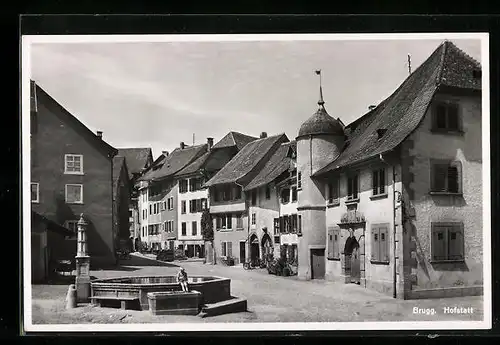 AK Brugg, Hofstatt, Partie am Brunnen