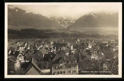 AK Sarnen, Ortsansicht mit dem Landenberg