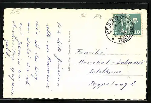 AK Corcelles-Peseux, Le Village et les Alpes