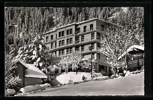 AK Adelboden, Parkhotel Bellevue im Winterkleid