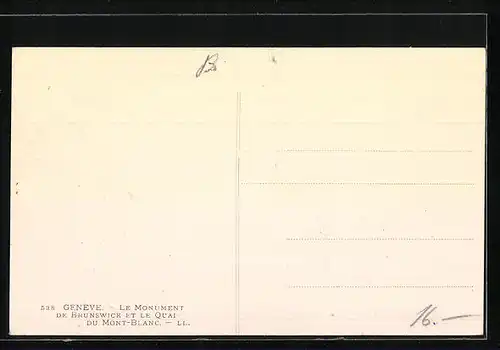 AK Genève, Le Monument de Brunswick et le Quai du Mont-Blanc