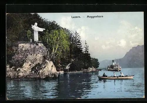 AK Luzern, Meggenhorn, Christusstatue am Wasser